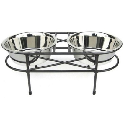 Mesh Elevated Double Dog Bowl - Large/White